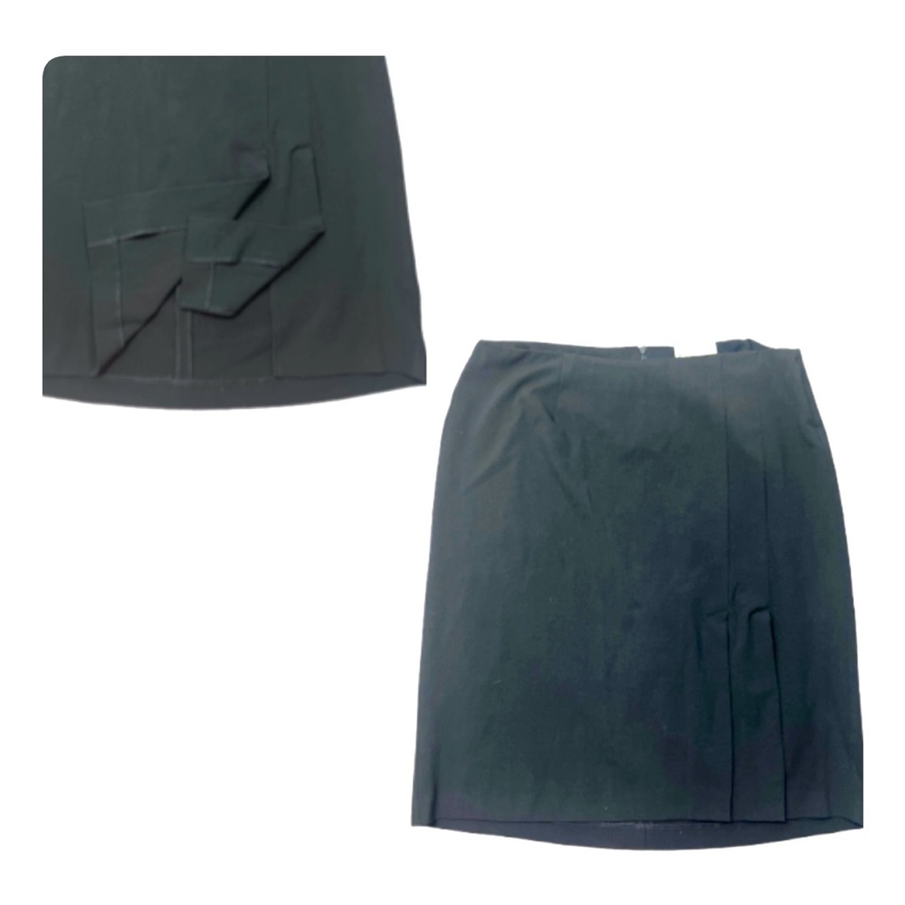 Dressbarn Black Midi Pencil Skirt pleated front corner plus size 16